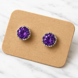 Purple Austrian Crystal Crown Earrings